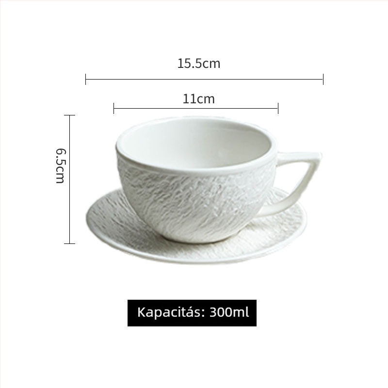 Kerámia kávéscsésze és alátéttel készlet, minimalistikus egyszínű dizájn, könnyed luxus érzet, reggelire és délutáni teához