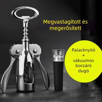 Rozsdamentes acélból készült bor- és sörnyitó készlet otthoni használatra – többfunkciós dugóhúzó