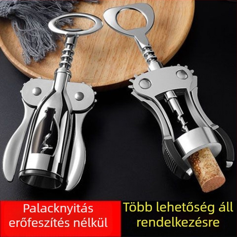 Rozsdamentes acélból készült bor- és sörnyitó készlet otthoni használatra – többfunkciós dugóhúzó