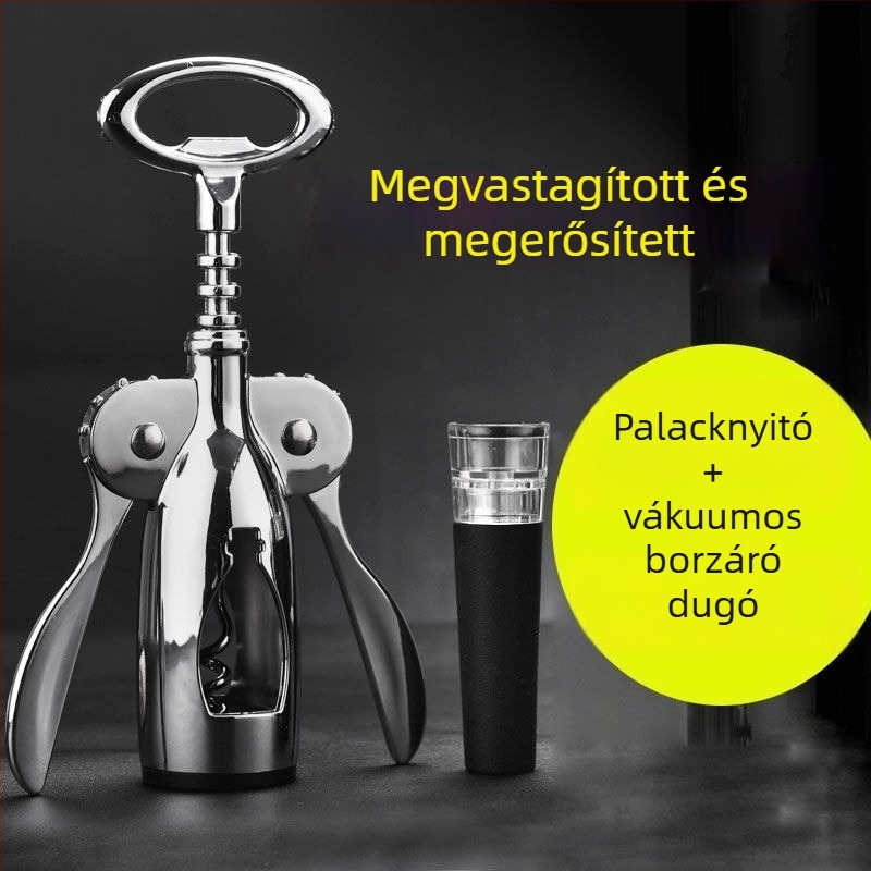 Rozsdamentes acélból készült bor- és sörnyitó készlet otthoni használatra – többfunkciós dugóhúzó