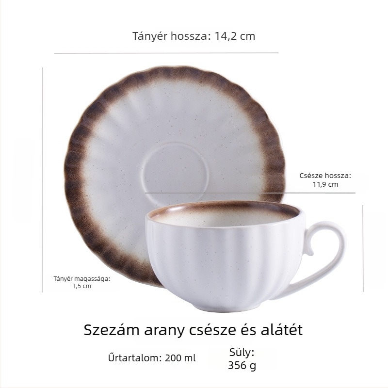 Japán retro kávéscsésze és alátéttel készlet, latte art, minimalist, testreszabható, elegáns otthoni használatra