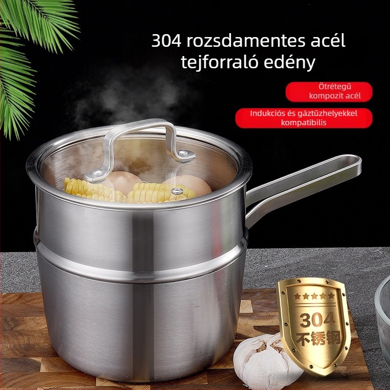 304 rozsdamentes acélból készült babaétel edény, multifunkcionális integrált fazék tejhez, tésztához és mini párolóhoz