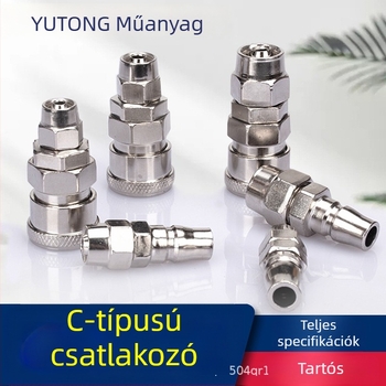 C-típusú gyorscsatlakozók pneumatikus eszközökhöz — férfi és női, 8 mm, záró mechanizmus, légfúvó pisztolyhoz és kompresszorhoz