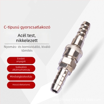 C-típusú gyorscsatlakozók pneumatikus eszközökhöz — férfi és női, 8 mm, záró mechanizmus, légfúvó pisztolyhoz és kompresszorhoz
