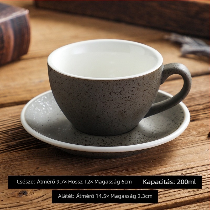 Kreatív kávéscsésze és alátét készlet, nagy kapacitású amerikai stílusú kávéscsészékkel és európai stílusú cappuccino/latte csészékkel, logóval
