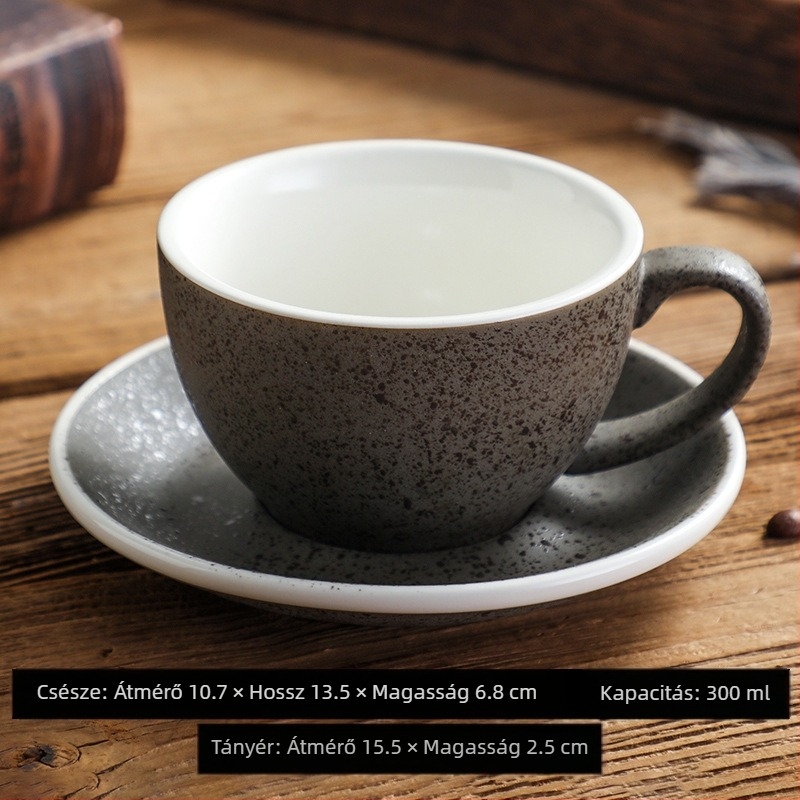 Kreatív kávéscsésze és alátét készlet, nagy kapacitású amerikai stílusú kávéscsészékkel és európai stílusú cappuccino/latte csészékkel, logóval