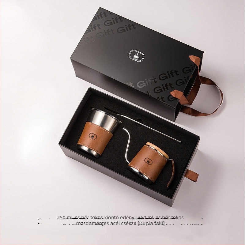 Kézzel készített kávés készlet ajándékdobozban: pour-over kancsó és kávéscsésze
