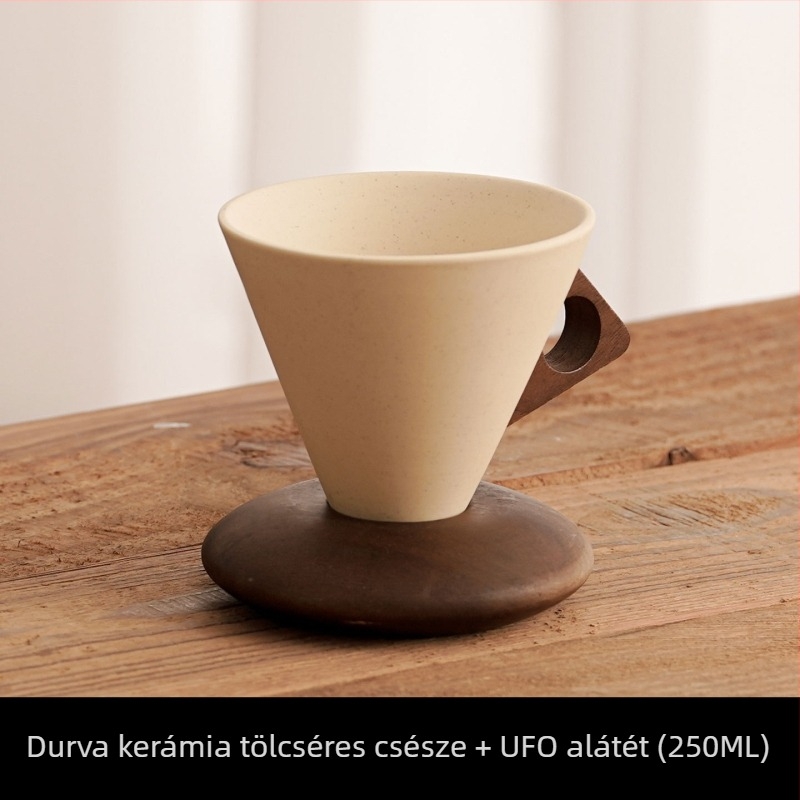 Terrakotta elefántcsontfehér porcelán kávés készlet, csésze és alátét, retro stílus, otthoni és üzleti használatra