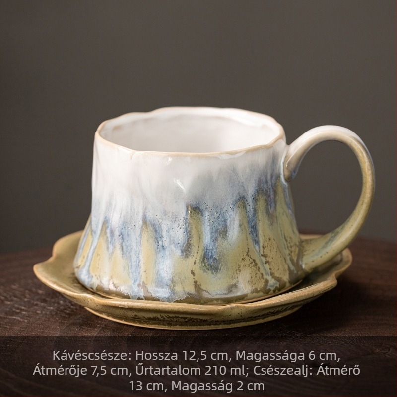 Könnyed luxus retro kerámiás kávéscsésze és alátét készlet otthoni használatra, latte art kávéhoz és teához