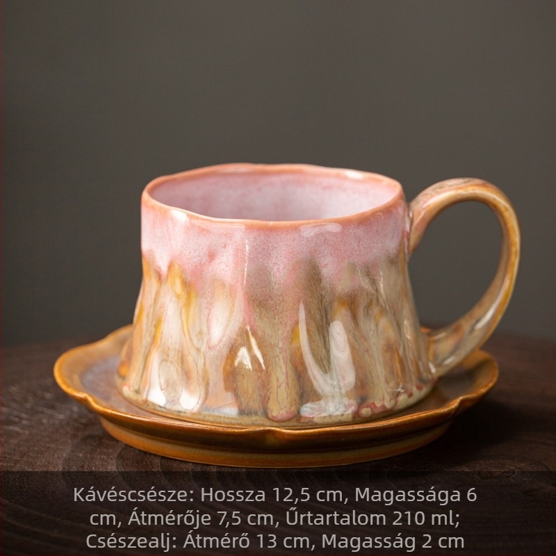 Könnyed luxus retro kerámiás kávéscsésze és alátét készlet otthoni használatra, latte art kávéhoz és teához