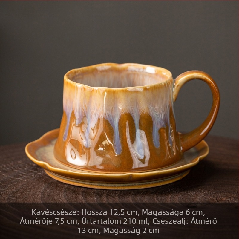 Könnyed luxus retro kerámiás kávéscsésze és alátét készlet otthoni használatra, latte art kávéhoz és teához