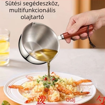 Rozsdamentes acél olajöntő edény, miniatűr multifunkcionális konyhai serpenyő forró olajhoz és sütéshez