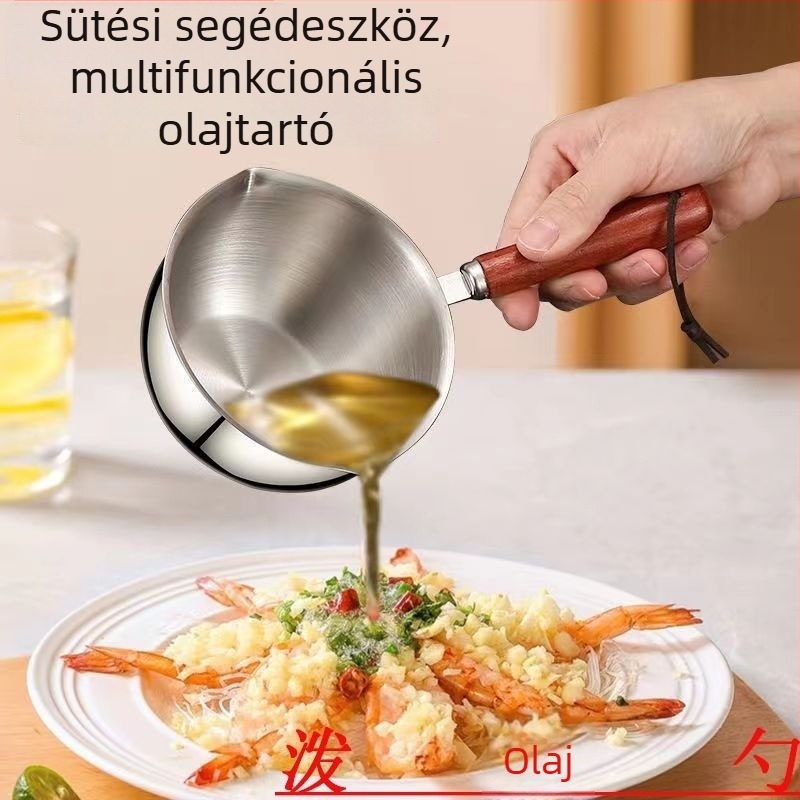 Rozsdamentes acél olajöntő edény, miniatűr multifunkcionális konyhai serpenyő forró olajhoz és sütéshez