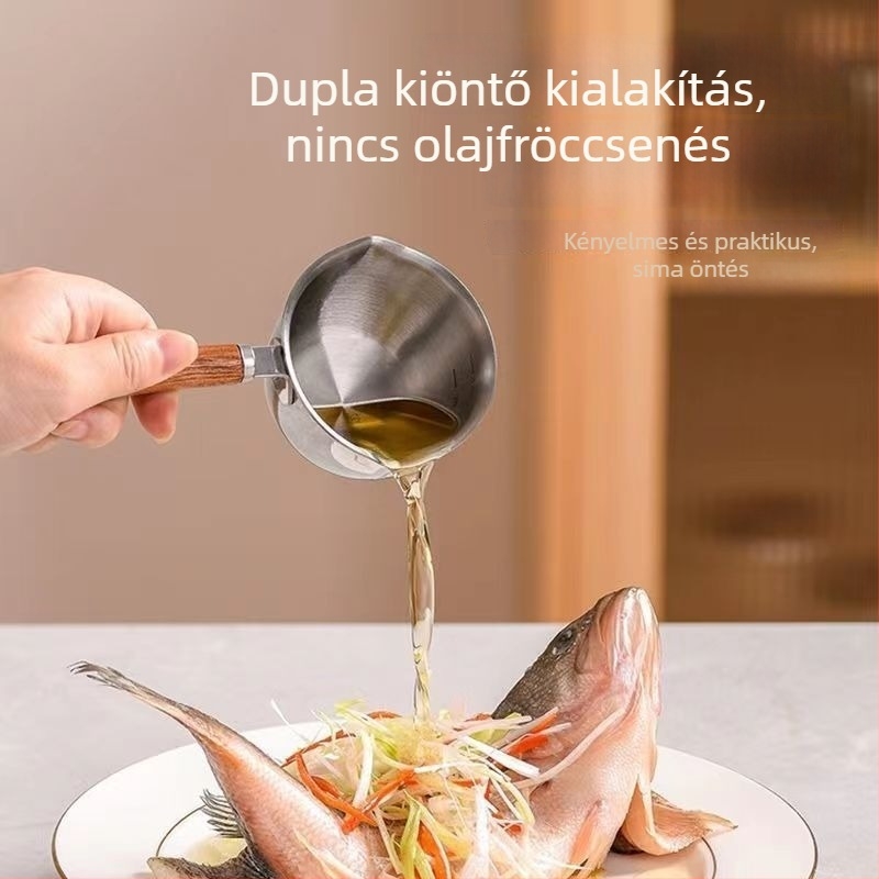 Rozsdamentes acél olajöntő edény, miniatűr multifunkcionális konyhai serpenyő forró olajhoz és sütéshez