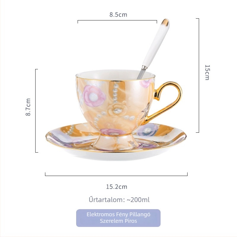 Leopard mintás csontporcelán kávéscsésze és alátét készlet kanállal, európai stílusban