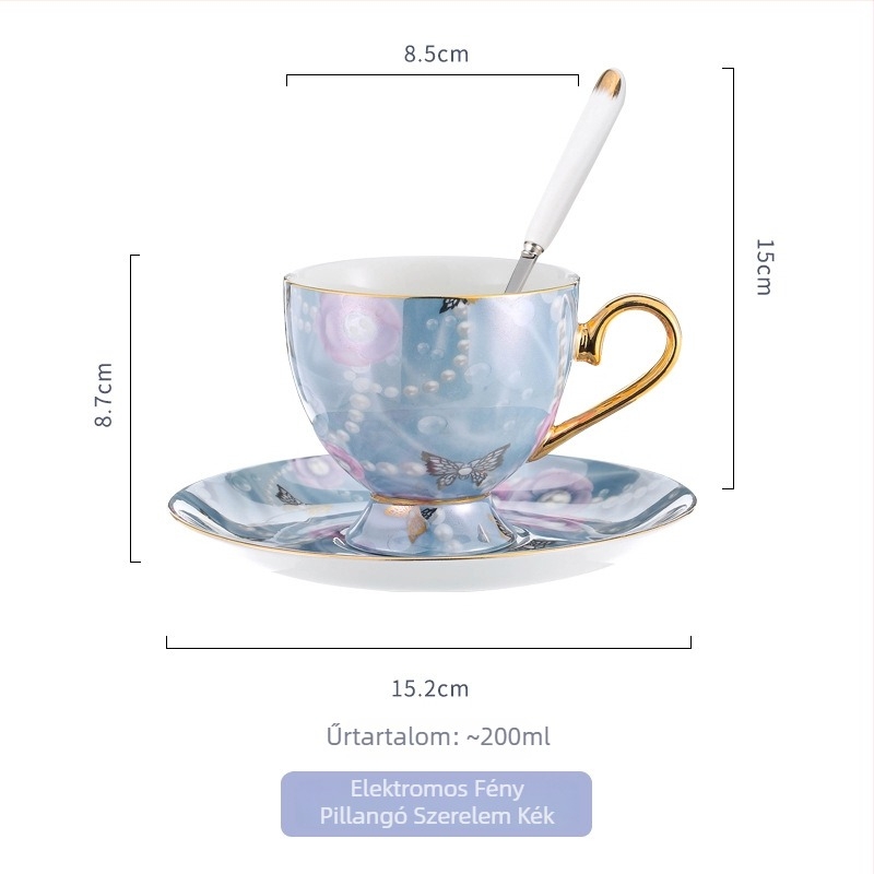 Leopard mintás csontporcelán kávéscsésze és alátét készlet kanállal, európai stílusban