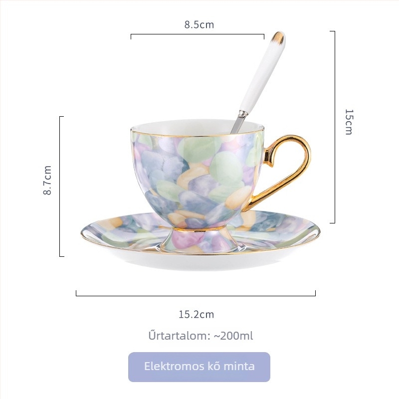 Leopard mintás csontporcelán kávéscsésze és alátét készlet kanállal, európai stílusban