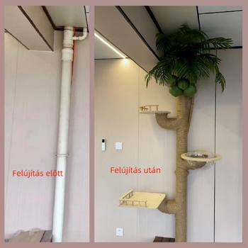 Macskafa mászótorony és fekhellyel – DIY anyagokkal vízvezeték felújításához, erkélyre, PVC lefolyócső és gázvezeték