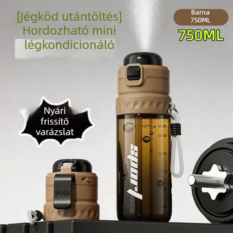 Nyári permetezős vizes pohár, nagy kapacitású, sportos pohár szívószállal férfiaknak