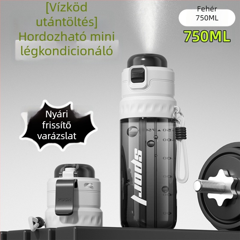 Nyári permetezős vizes pohár, nagy kapacitású, sportos pohár szívószállal férfiaknak