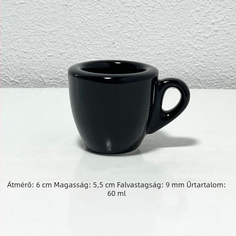 Sűrű falú, 9 mm-es kerámia kávéscsésze, 60 ml eszpresszócsésze és alátéttel ellátott készlet