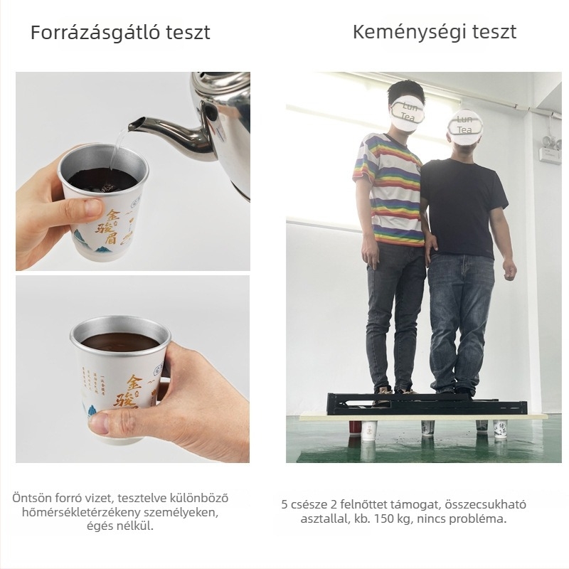 Egyszer használatos papír poharak dupla rétegű alumíniumfóliás szigeteléssel, teás pohárral, 10 db, kapacitás 201–300 ml