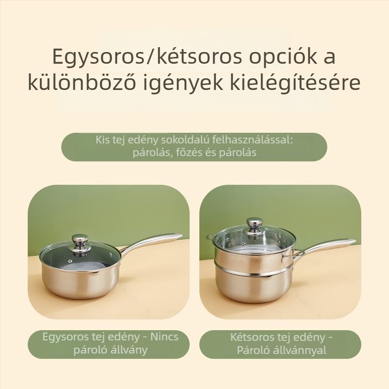 Rozsdamentes acél méhsejt mintás tejfőző fazék, japán Yukihira stílusú, tapadásmentes, főzőedény tejhez, leveshez és bébiételekhez, modell da-425