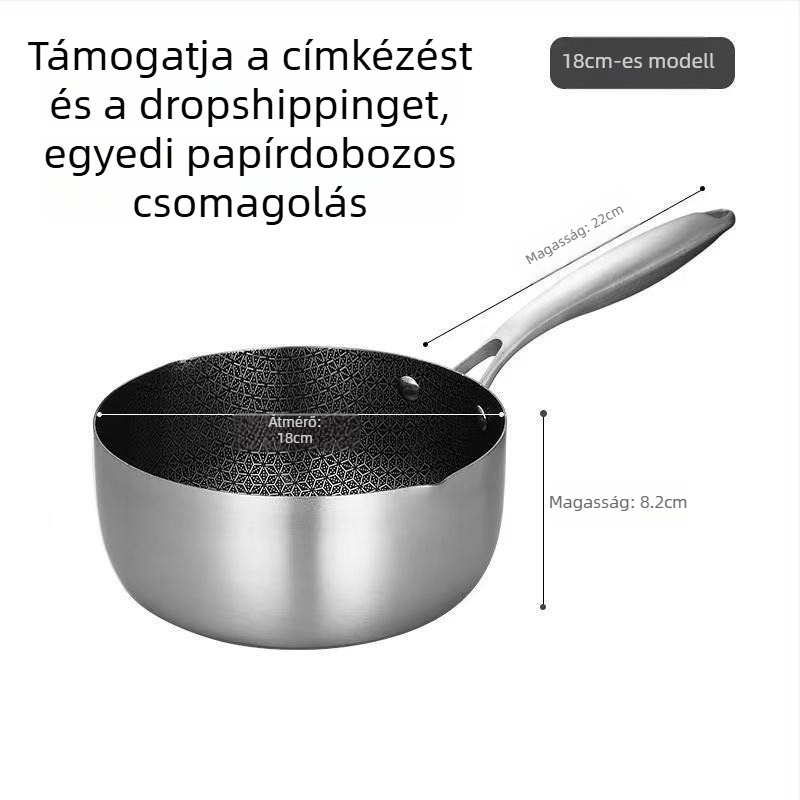 Rozsdamentes acél méhsejt mintás tejfőző fazék, japán Yukihira stílusú, tapadásmentes, főzőedény tejhez, leveshez és bébiételekhez, modell da-425