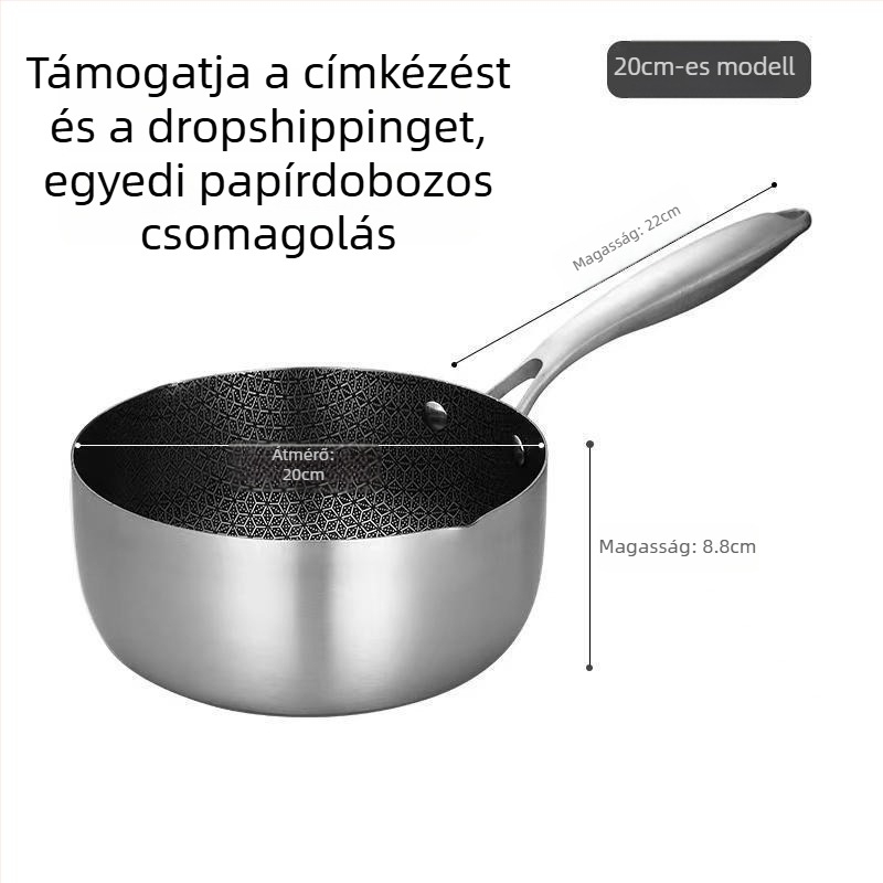 Rozsdamentes acél méhsejt mintás tejfőző fazék, japán Yukihira stílusú, tapadásmentes, főzőedény tejhez, leveshez és bébiételekhez, modell da-425