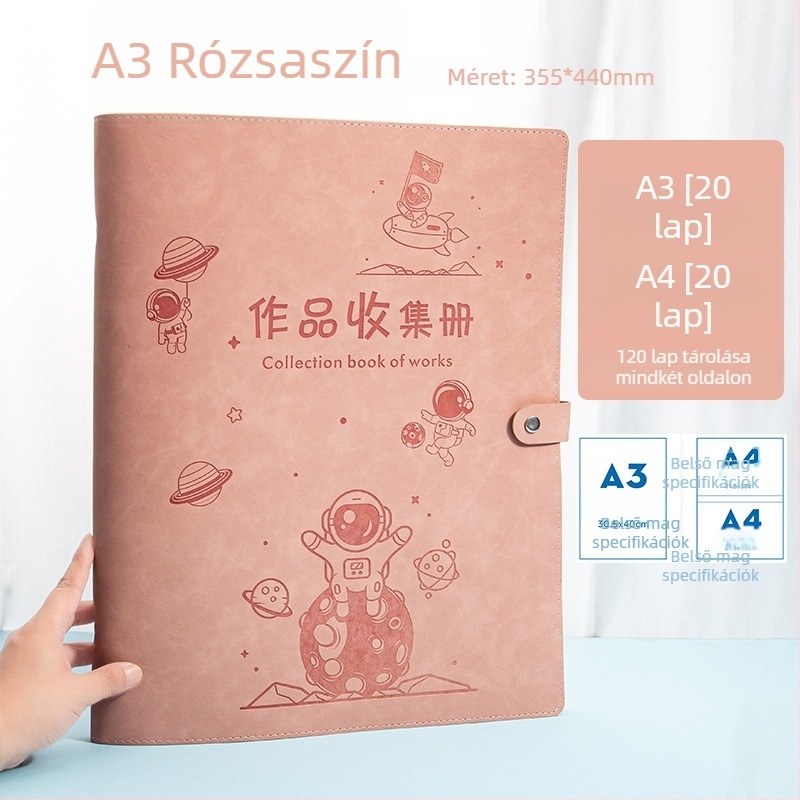 Gyermekek bizonyítványainak gyűjteményes albuma, A3/A4 formátum, prémium bőrből készült album díjakhoz és dokumentumokhoz