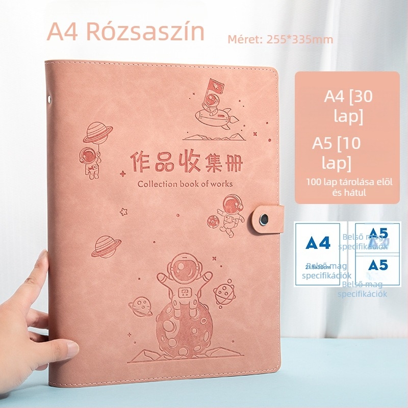 Gyermekek bizonyítványainak gyűjteményes albuma, A3/A4 formátum, prémium bőrből készült album díjakhoz és dokumentumokhoz