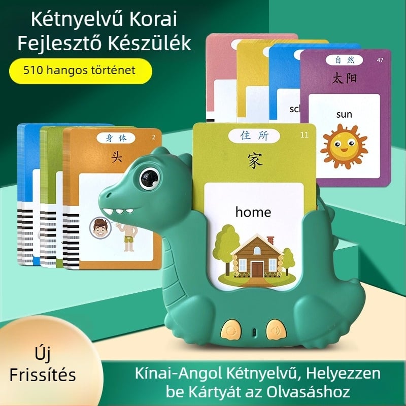 Gyermekeknek szóló kétnyelvű tanulóeszköz, gyerekdalokkal, betűfelismeréssel és kártyaolvasóval a korai oktatásért
