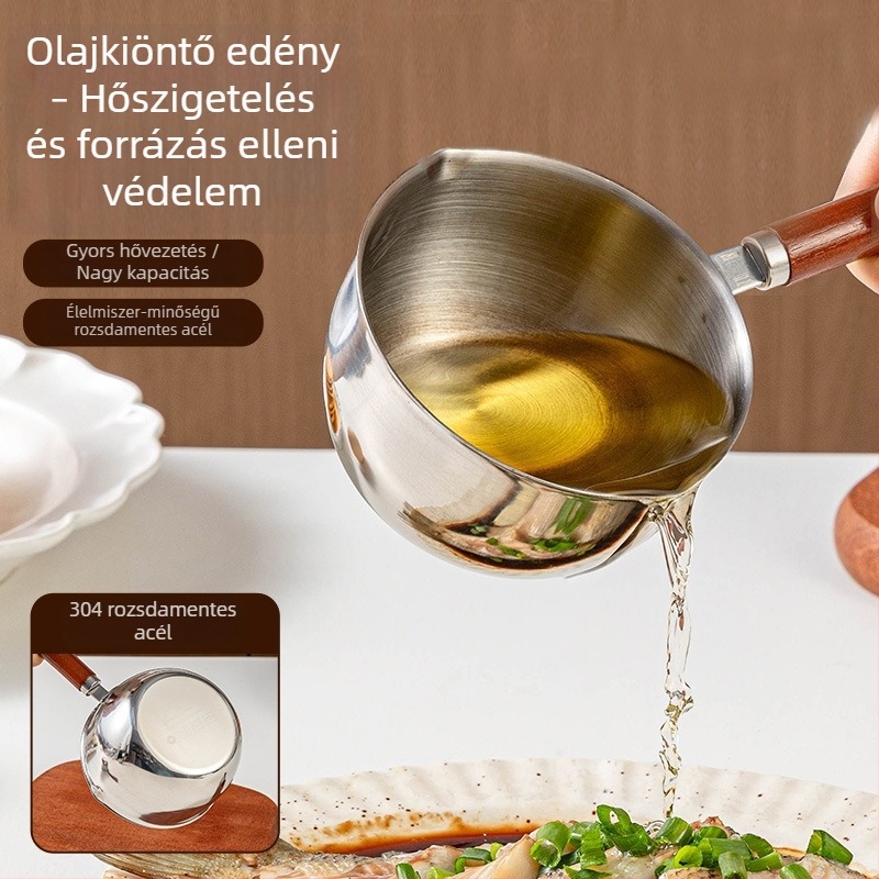 300 ml olajszóró mini edény skálával, arany mérőkanál, melegíthető rozsdamentes acél mérőpohár a konyhához