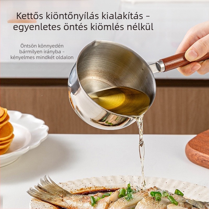 300 ml olajszóró mini edény skálával, arany mérőkanál, melegíthető rozsdamentes acél mérőpohár a konyhához