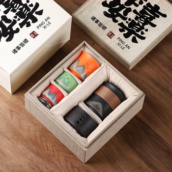 Qianli Jiangshan Kung Fu kerámiás teáskészlet – ajándékdobo z logó nyomtatással