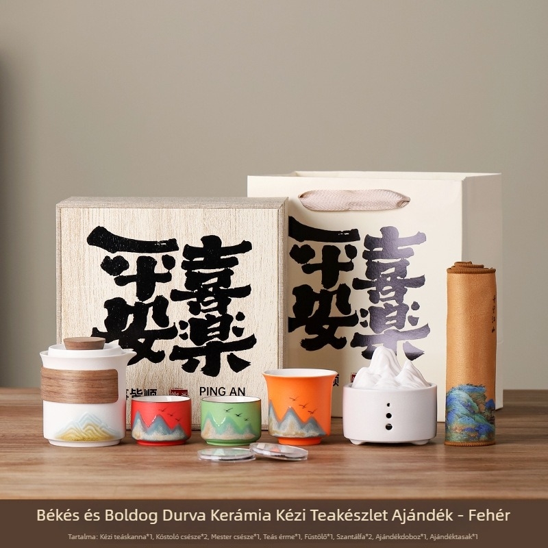 Qianli Jiangshan Kung Fu kerámiás teáskészlet – ajándékdobo z logó nyomtatással