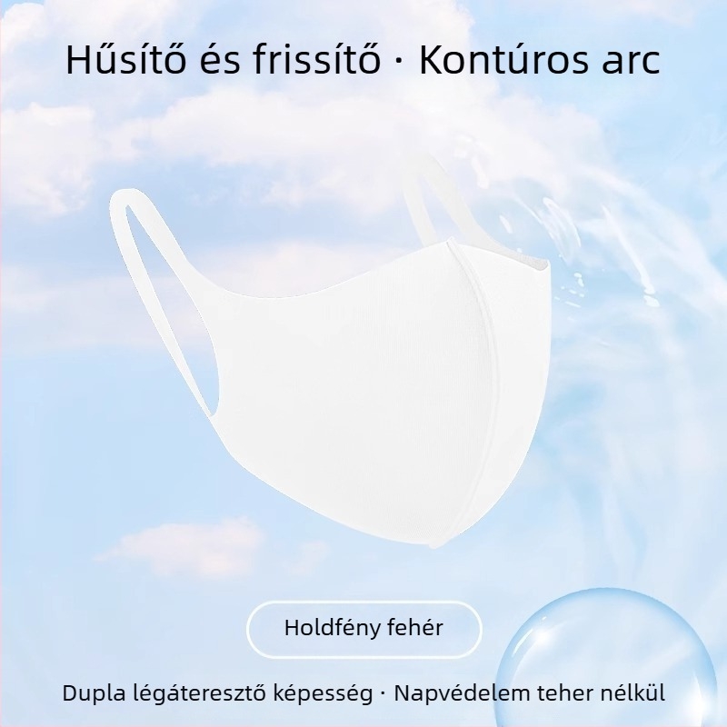 Nyári jégselyem bevarrás nélküli arcmaszk – szélvédett és UV-védett, optikailag karcsúsítja az arcot, fülhurokkal