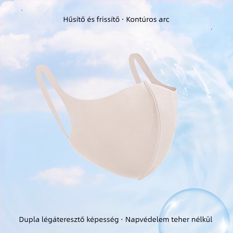 Nyári jégselyem bevarrás nélküli arcmaszk – szélvédett és UV-védett, optikailag karcsúsítja az arcot, fülhurokkal