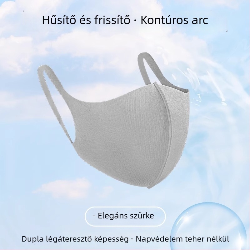 Nyári jégselyem bevarrás nélküli arcmaszk – szélvédett és UV-védett, optikailag karcsúsítja az arcot, fülhurokkal