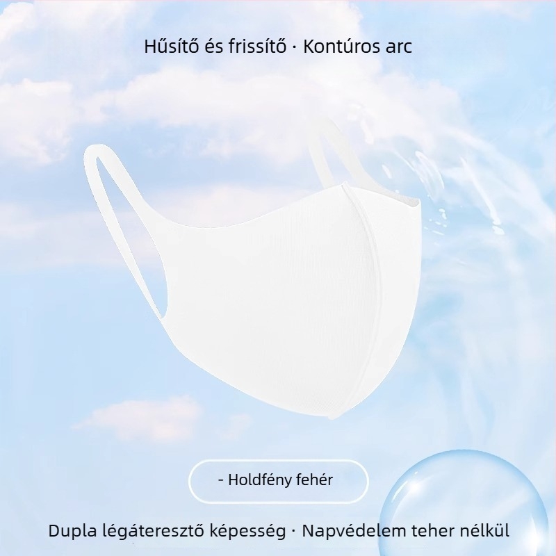Nyári jégselyem bevarrás nélküli arcmaszk – szélvédett és UV-védett, optikailag karcsúsítja az arcot, fülhurokkal