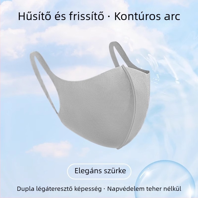 Nyári jégselyem bevarrás nélküli arcmaszk – szélvédett és UV-védett, optikailag karcsúsítja az arcot, fülhurokkal