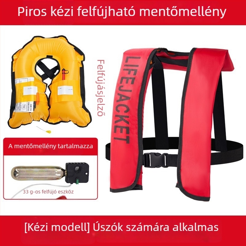 Automatikus felfújható mentőmellény felnőtteknek, kültéri használatra, tengeri horgászathoz, kézi felfújás