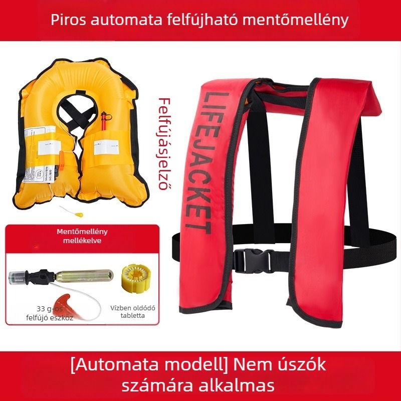 Automatikus felfújható mentőmellény felnőtteknek, kültéri használatra, tengeri horgászathoz, kézi felfújás