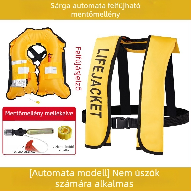 Automatikus felfújható mentőmellény felnőtteknek, kültéri használatra, tengeri horgászathoz, kézi felfújás