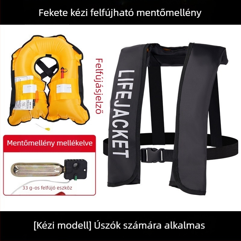 Automatikus felfújható mentőmellény felnőtteknek, kültéri használatra, tengeri horgászathoz, kézi felfújás