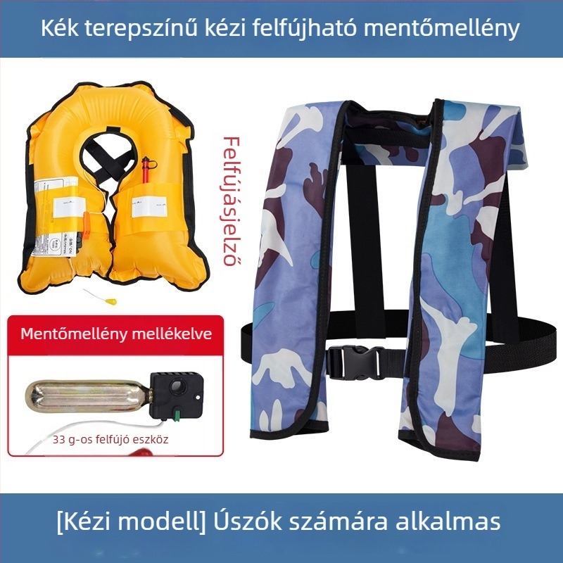 Automatikus felfújható mentőmellény felnőtteknek, kültéri használatra, tengeri horgászathoz, kézi felfújás