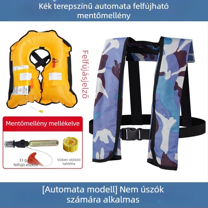 Automatikus felfújható mentőmellény felnőtteknek, kültéri használatra, tengeri horgászathoz, kézi felfújás