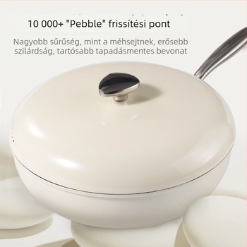 Maifanit bevonatú kavicsos wok serpenyő, tapadásmentes, sík aljzatú, otthoni használatra, alacsony füst, indukcióval kompatibilis