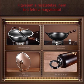 Kézzel kovácsolt tiszta vas wok, hagyományos kerek aljú serpenyő otthoni használatra