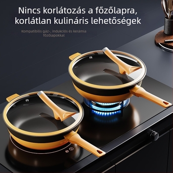 Nagy kapacitású titan bevonatú tapadásmentes serpenyő minden típusú tűzhelyhez